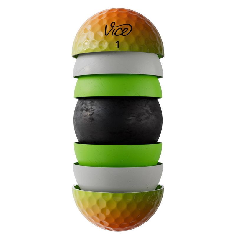 slide 6 of 6, Vice Golf Pro Plus Balls Golf Balls 12pk - Yellow/Orange: Polyurethane & Ionomer Shells, 12 ct