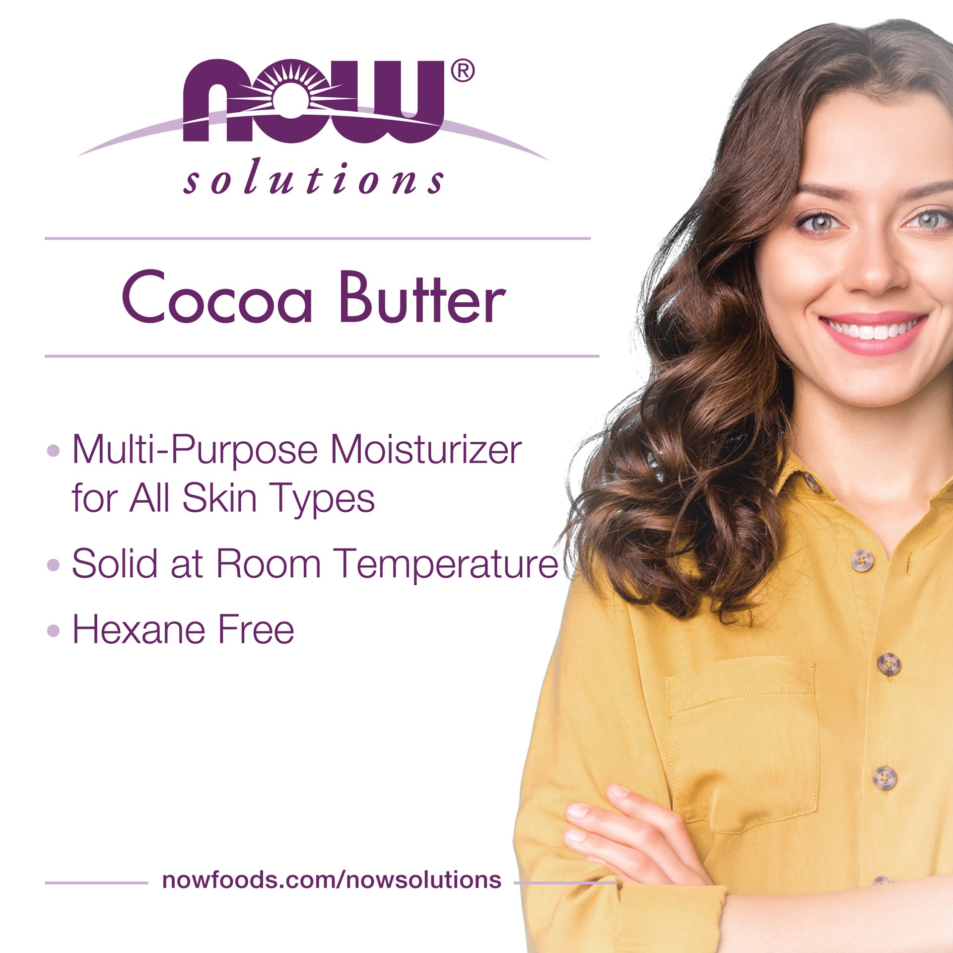 slide 5 of 5, Now Naturals Solutions 100% Pure Cocoa Butter Multi-Purpose Moisturizer 7 oz, 7 oz