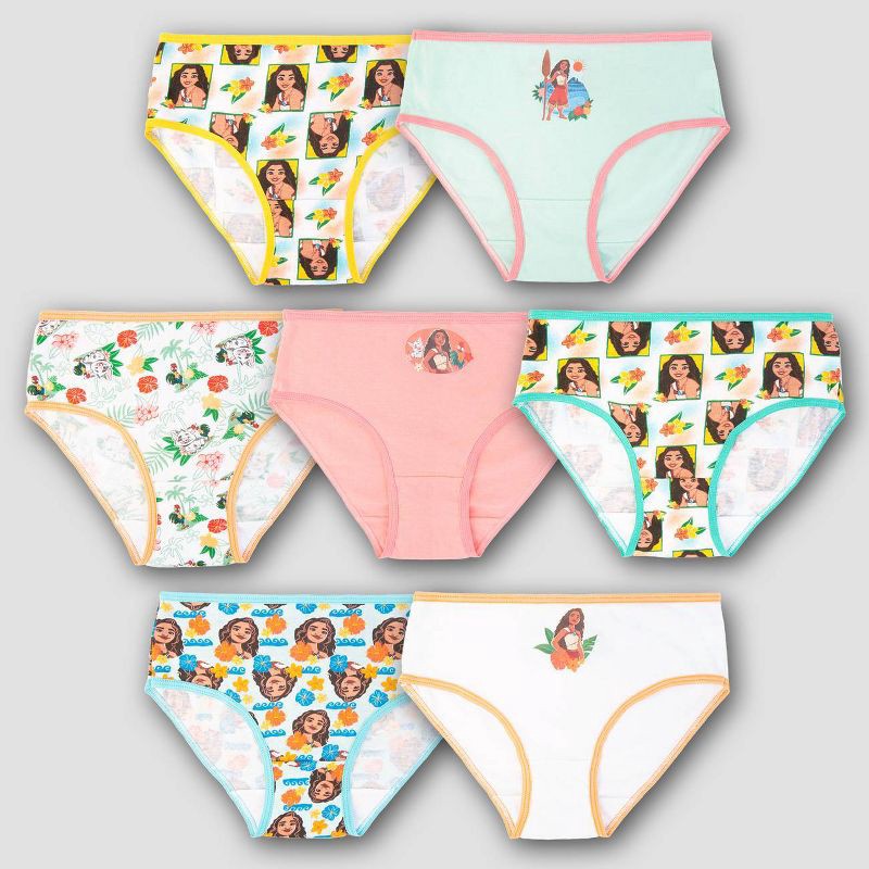 slide 1 of 4, Girls' Moana 2 7pk Bikini Underwear - 6, 7 ct