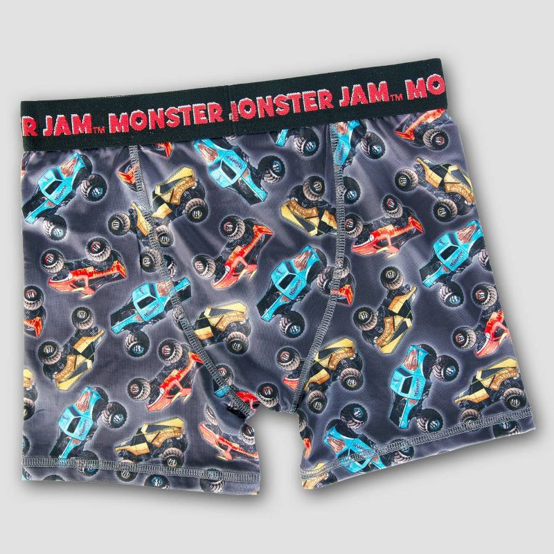 slide 3 of 4, Boys' Monster Jam 4pk Boxer Briefs - 4: Fictitious Character Knit Underwear, 4 ct