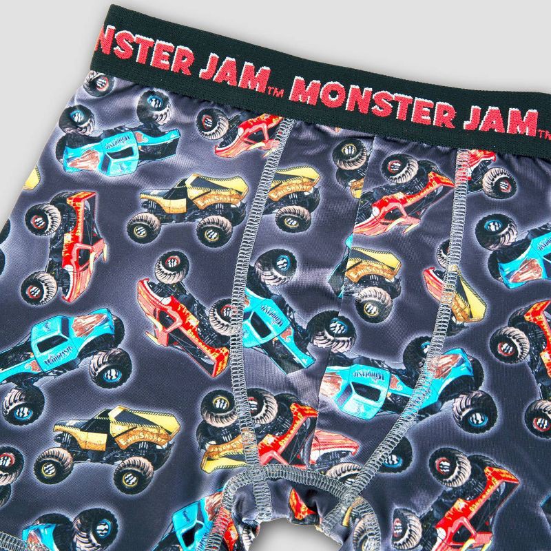 slide 4 of 4, Boys' Monster Jam 4pk Boxer Briefs - 4: Fictitious Character Knit Underwear, 4 ct