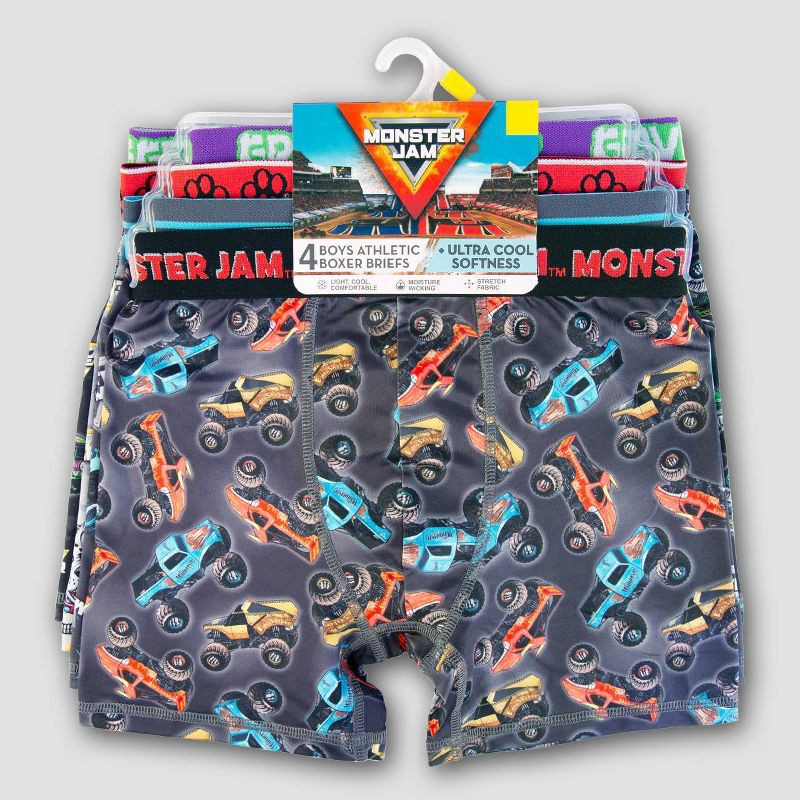 slide 2 of 4, Boys' Monster Jam 4pk Boxer Briefs - 6, 4 ct