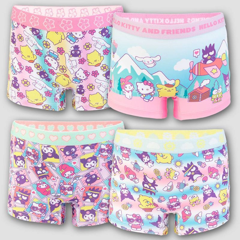 slide 1 of 4, Girls' Hello Kitty & Friends 4pk Underwear - 6: Boxer Briefs, Knit, Classic Rise, 4 ct