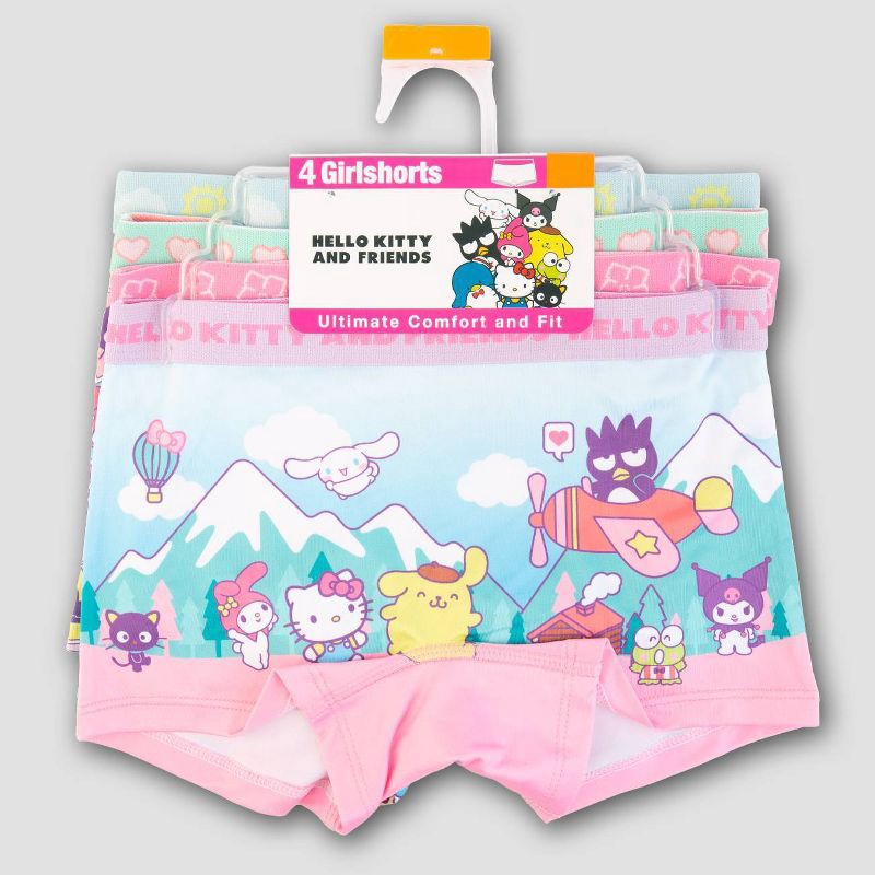 slide 2 of 4, Girls' Hello Kitty & Friends 4pk Underwear - 10: Boxer Briefs, Knit Fabric, Classic Rise, 4 ct