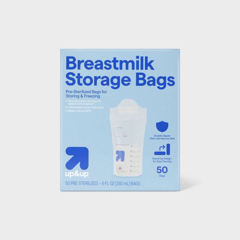 slide 1 of 3, Breast Milk Storage Bags - 50ct - up&up™, 50 ct