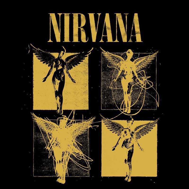 slide 3 of 3, Men's Nirvana Short Sleeve Graphic T-Shirt - Black XXL: Merch Traffic, Cotton, Crew Neck, Band Logo, 1 ct