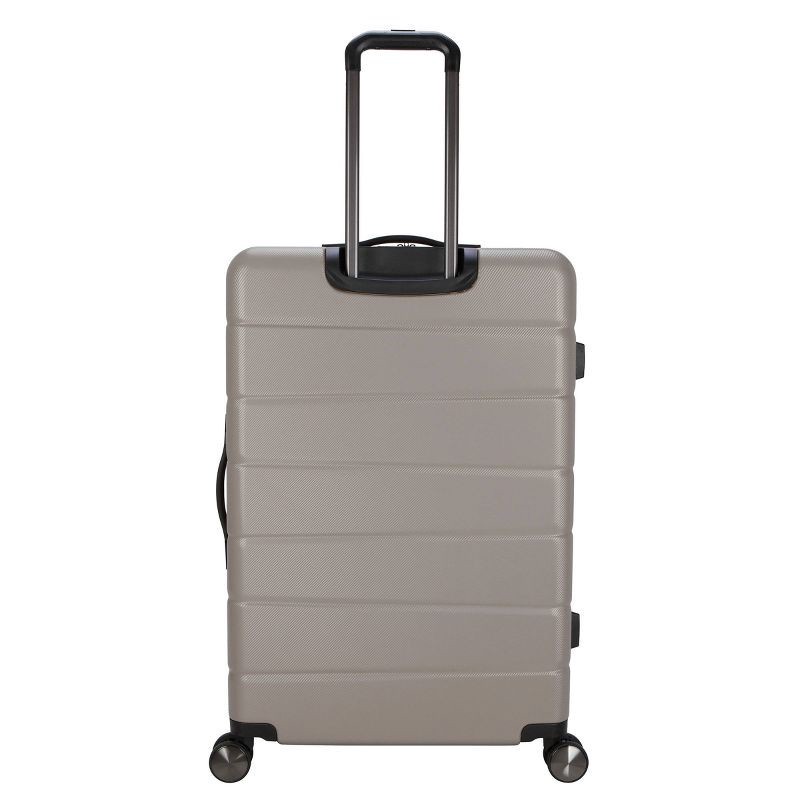 slide 3 of 10, Skyline Hardside Large Checked Spinner Suitcase - Oxford Tan: Telescoping Handle & 8 Wheels, 1 ct