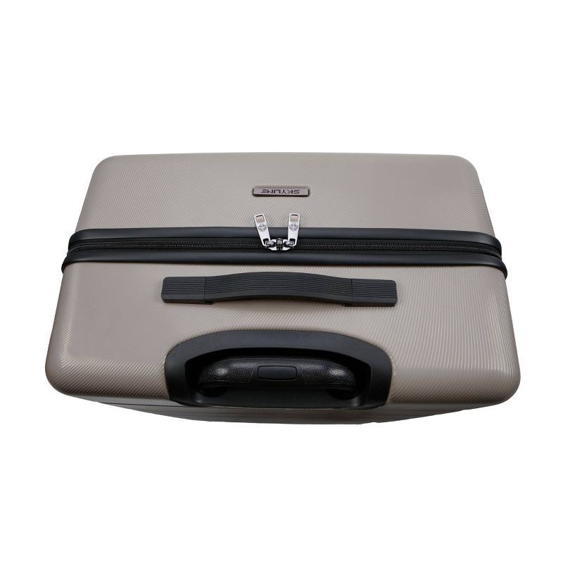 slide 8 of 10, Skyline Hardside Large Checked Spinner Suitcase - Oxford Tan: Telescoping Handle & 8 Wheels, 1 ct
