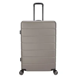 Skyline Hardside Large Checked Spinner Suitcase - Oxford Tan: Telescoping Handle & 8 Wheels