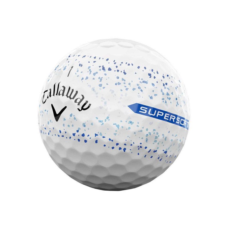 slide 3 of 7, Callaway Supersoft Splatter Golf Balls - Blue: Rubber Core, Ionomer Shell, 12 Pack, 12 ct