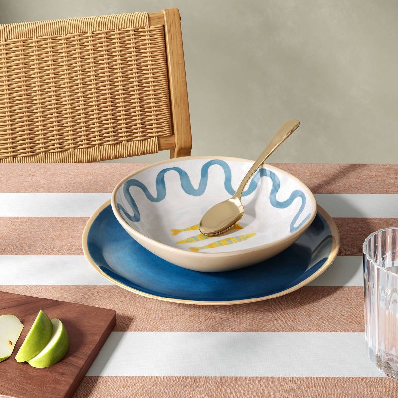 slide 2 of 3, Coastal 40 fl oz Melamine Plastic Ring Fish Dinner Bowl Blue - Threshold™, 40 fl oz