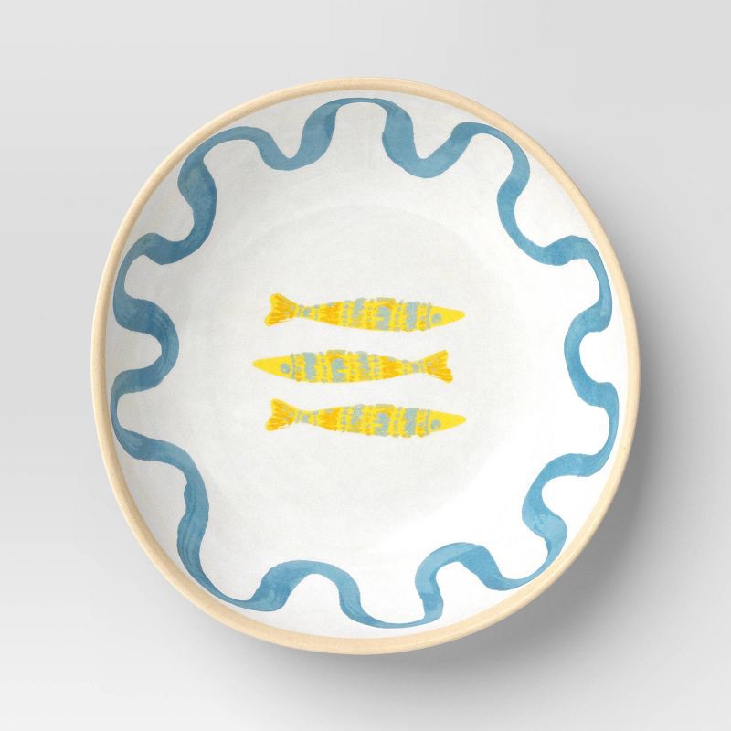 slide 3 of 3, Coastal 40 fl oz Melamine Plastic Ring Fish Dinner Bowl Blue - Threshold™, 40 fl oz