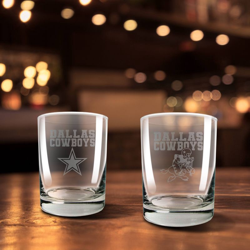 slide 2 of 2, NFL Dallas Cowboys Rocks Glass Set - 2pc: Double Old-Fashioned Glasses, 14oz Capacity, 2 ct