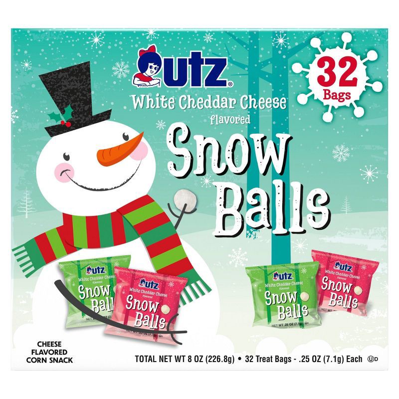 slide 1 of 3, Utz Snow Balls White Cheddar Multipack Holiday Snack - 8oz/32ct, 32 ct; 8 oz