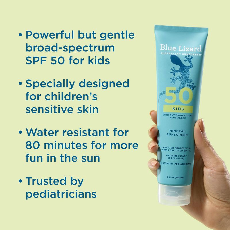 slide 4 of 5, Blue Lizard Kids' Mineral-Based Sunscreen Lotion - SPF 50 - 5 fl oz, 50 ct; 5 fl oz