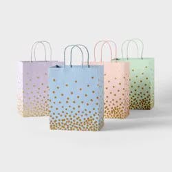 4pk Small Foil Print Polka Dot Gift Bags Colorful - Spritz™
