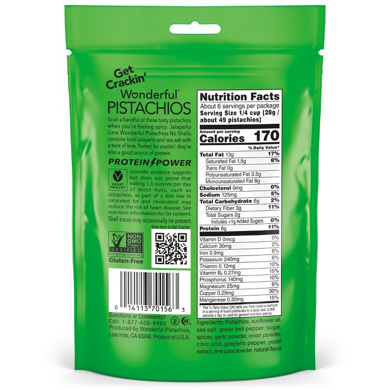 slide 6 of 7, Wonderful Jalapeno Lime No Shell Pistachios - 5.5oz, 5.5 oz
