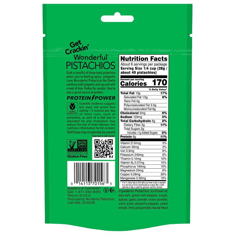 slide 6 of 7, Wonderful Jalapeno Lime No Shell Pistachios - 5.5oz, 5.5 oz
