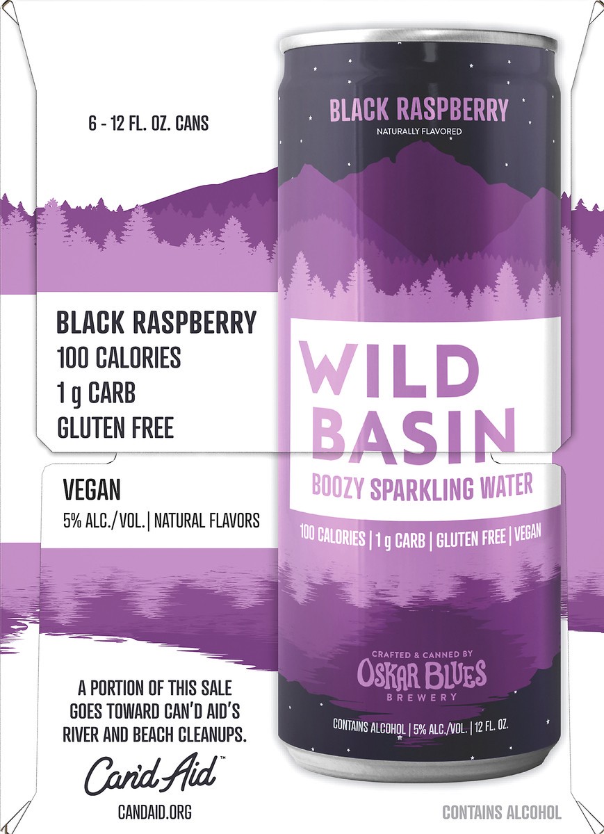 slide 2 of 7, Wild Basin 6 Pack Black Raspberry Boozy Sparkling Water 6 ea, 6 ct