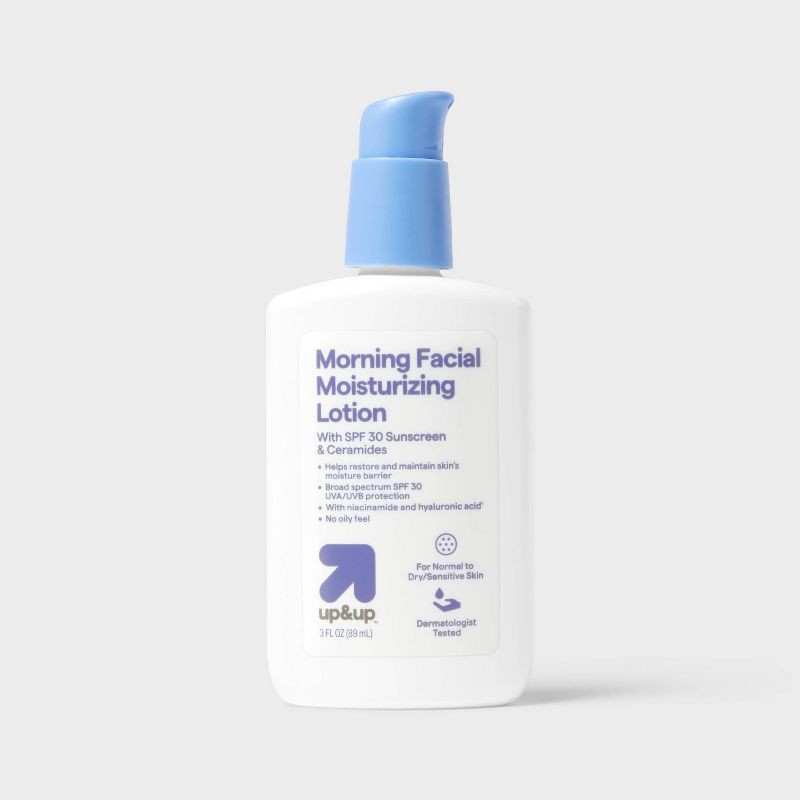 slide 3 of 4, Morning Facial Moisturizing Lotion with Sunscreen SPF 30 - 3 fl oz - up&up™, 30 ct; 3 fl oz