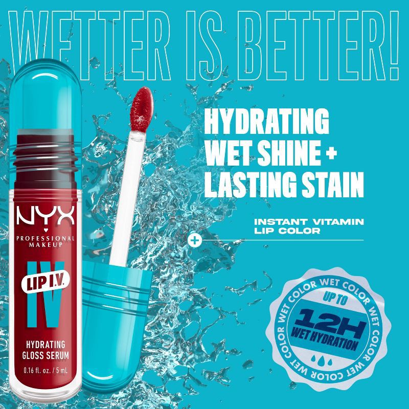 slide 3 of 9, NYX Professional Makeup Lip IV Hydrating Lip Gloss Stain - Set Wet - 0.16 fl oz, 0.16 fl oz