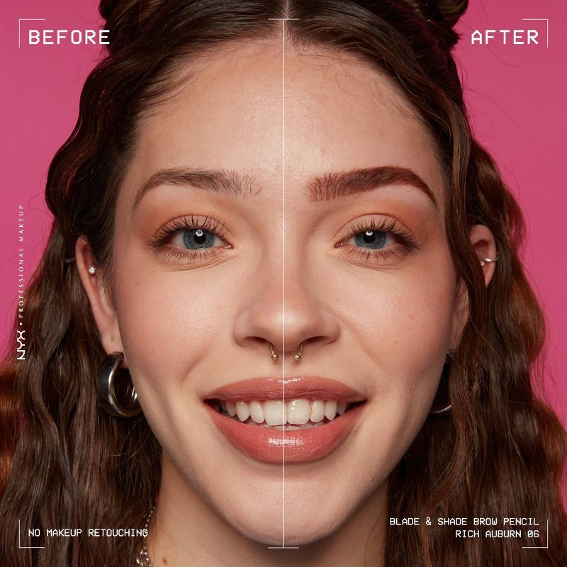 slide 4 of 10, NYX Professional Makeup Brow Blade & Shade Nano Mechanical Brow Pencil - Rich Auburn - 0.002oz, 0.002 oz