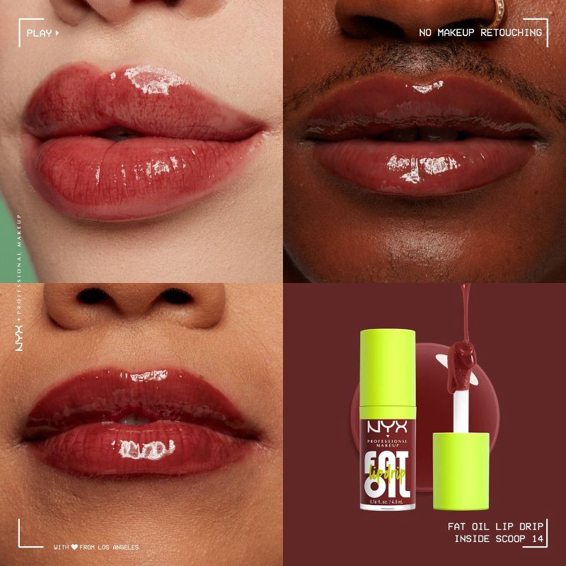 slide 3 of 6, NYX Professional Makeup Fat Oil Lip Drip Lip Gloss - Inside Scoop - 0.16 fl oz, 0.16 fl oz