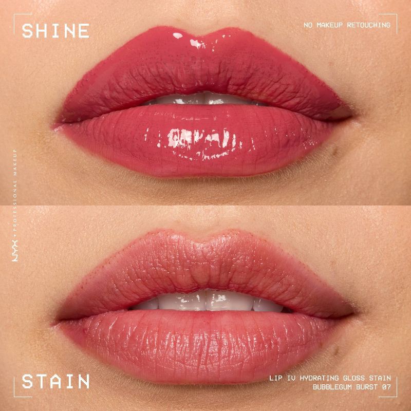 slide 4 of 9, NYX Professional Makeup Lip IV Hydrating Lip Gloss Stain - Bubble Gum Burst - 0.16 fl oz, 0.16 fl oz