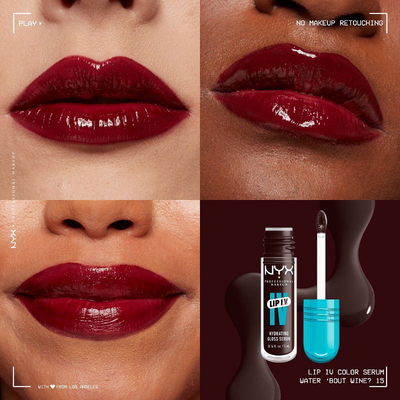 slide 2 of 9, NYX Professional Makeup Lip IV Hydrating Lip Gloss Stain - Water Bout Wine - 0.16 fl oz, 0.16 fl oz