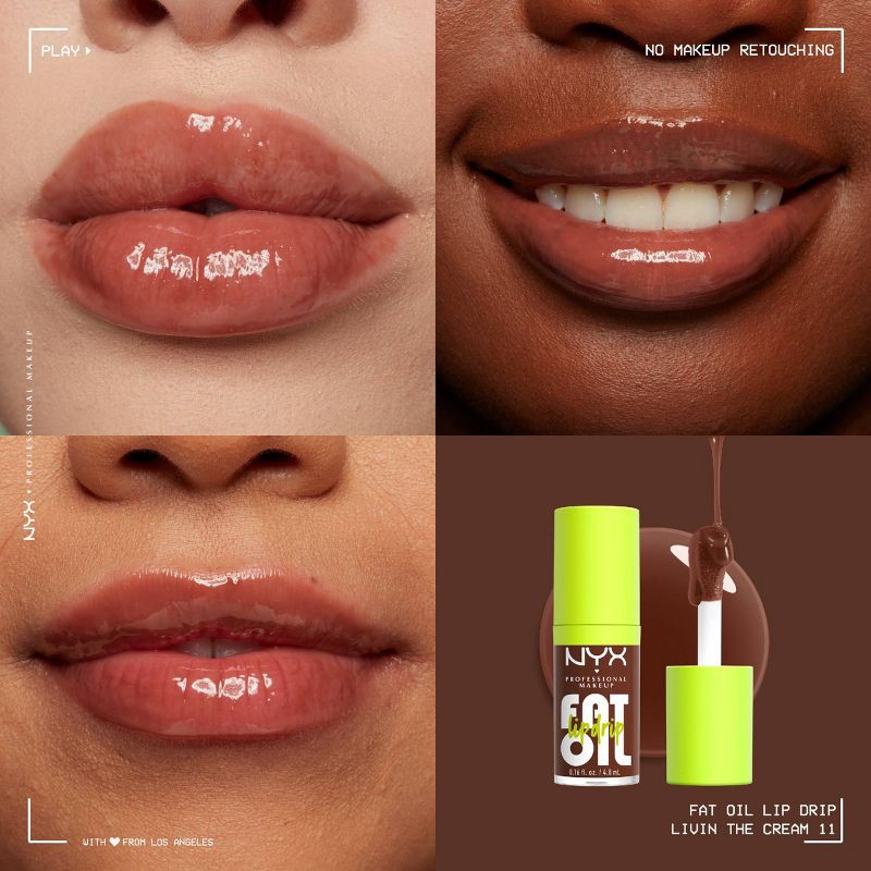 slide 3 of 6, NYX Professional Makeup Fat Oil Lip Drip Lip Gloss - Livin The Cream - 0.16 fl oz, 0.16 fl oz