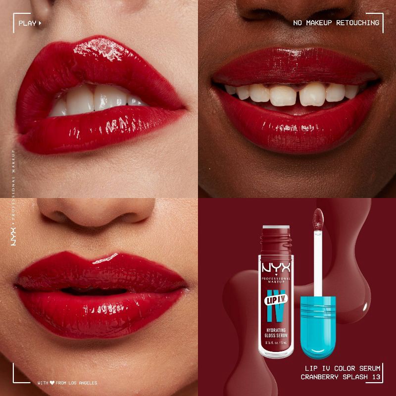 slide 2 of 9, NYX Professional Makeup Lip IV Hydrating Lip Gloss Stain - Cranberry Splash - 0.16 fl oz, 0.16 fl oz
