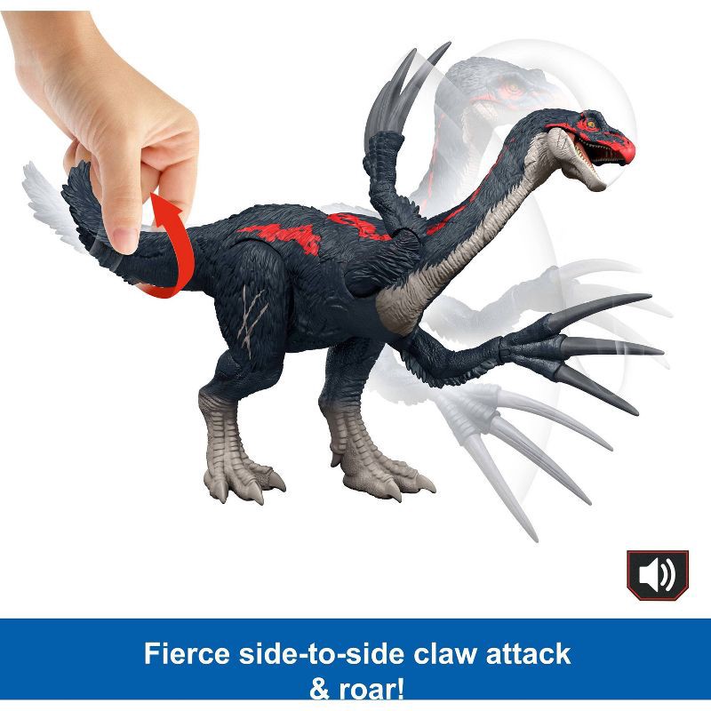 slide 4 of 6, Jurassic World Slash N Roar Therizinosaurus Dinosaur Figure, Attack & Sound Toy, Chaos Theory, 1 ct