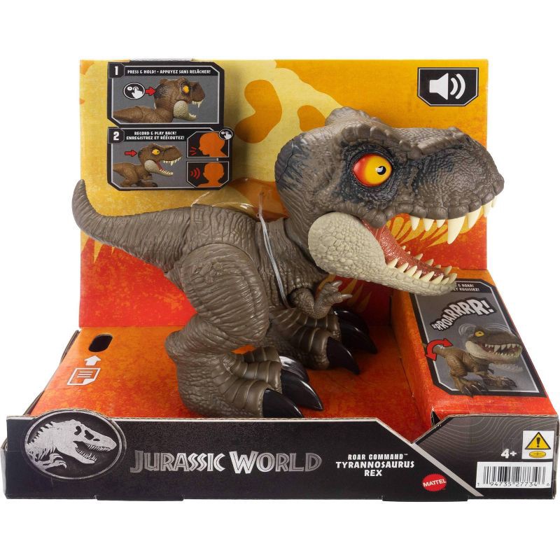 slide 5 of 5, Jurassic World Roar Command Tyrannosaurus Rex Dinosaur Figure Toy, Records, Plays & Roars, T. Rex, 1 ct
