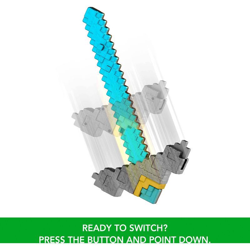 slide 4 of 5, Minecraft Click and Switch Sword and Pickaxe Role-Play 2-in-1 Toy Inspired by the Movie, 1 ct