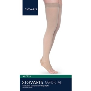 slide 1 of 1, Sigvaris Acce 970 Thigh-High Open-Toe Firm Compreion Large Long Light Beige (Crispa), 1 ct