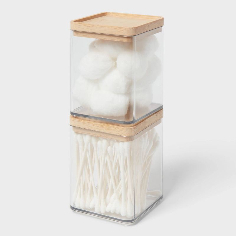 slide 4 of 4, Extra Small Clear Canister with Bamboo Lid 2pk - Brightroom™, 2 ct