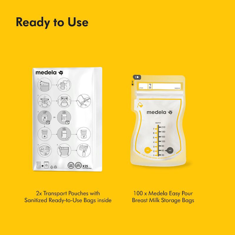 slide 8 of 10, Medela Recyclable Breast Milk Storage Bags - 100ct, 100 ct