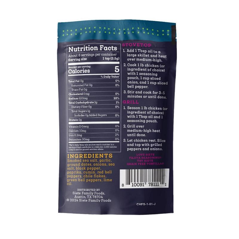 slide 2 of 3, Siete Gluten Free Chicken Fajita Seasoning - 1oz, 1 oz