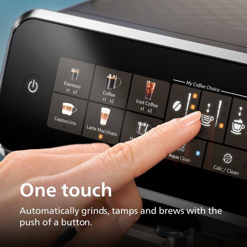 slide 10 of 10, Philips 3300 Fully Automatic Espresso and Coffee Machine with LatteGo Milk Frother Black: Ceramic Grinder, 60oz Capacity, Dishwasher-Safe, 60 oz