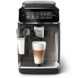 Philips 3300 Fully Automatic Espresso and Coffee Machine with LatteGo Milk Frother Black: Ceramic Grinder, 60oz Capacity, Dishwasher-Safe