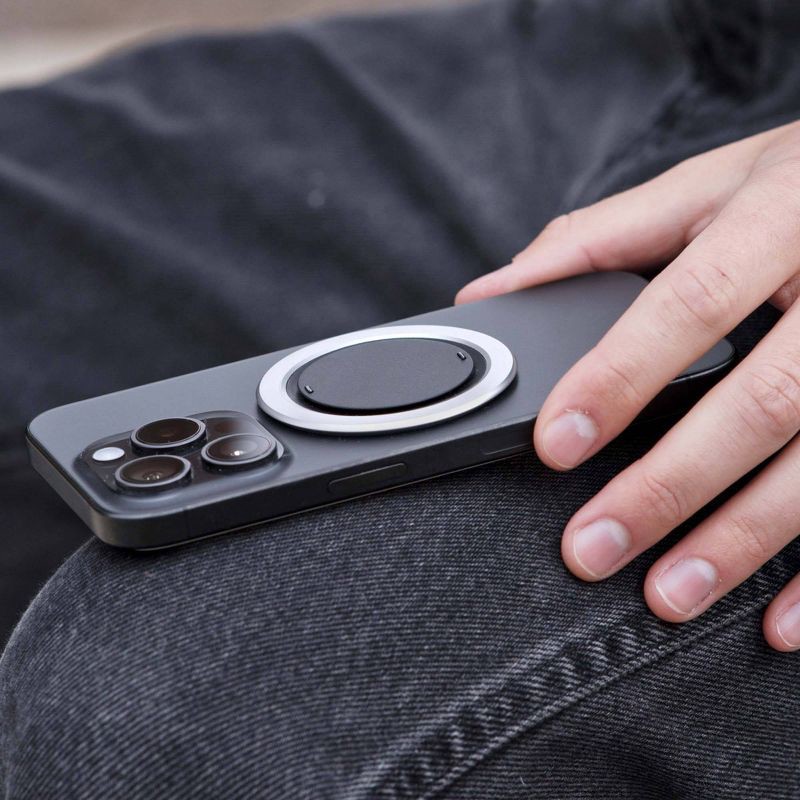 slide 9 of 12, ohsnap! Snap Grip Luxe Magnetic Phone Grip - Ultra Thin, Fits Any Phone - Pure Silver, 1 ct