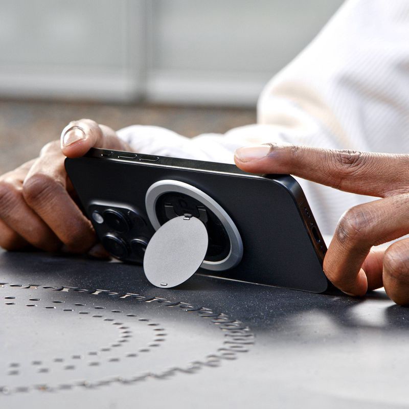 slide 11 of 12, ohsnap! Snap Grip Luxe Magnetic Phone Grip - Ultra Thin, Fits Any Phone - Pure Silver, 1 ct