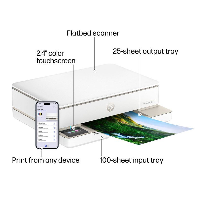 slide 4 of 20, HP Inc. HP Envy 6155e Wireless All-in-One Color Printer Scanner Copier with 3 Months Free Instant Ink (714L5A): USB, Wi-Fi, 1200x1200 DPI, 1 ct