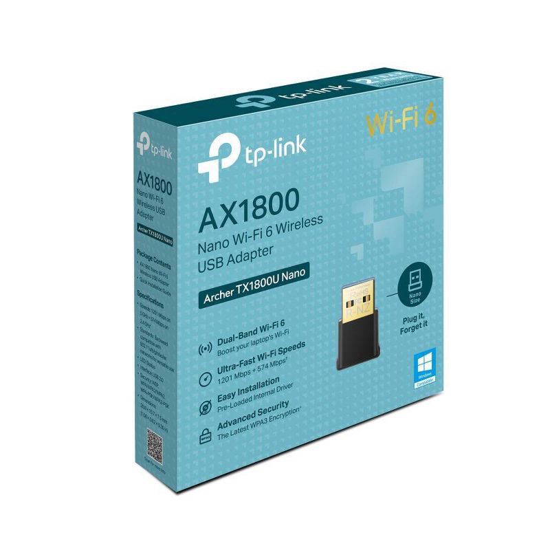 slide 3 of 3, TP-Link Archer TX1800U Nano Wi-Fi USB Adapter: Dual Band Wireless 6 Adapter, 1 ct