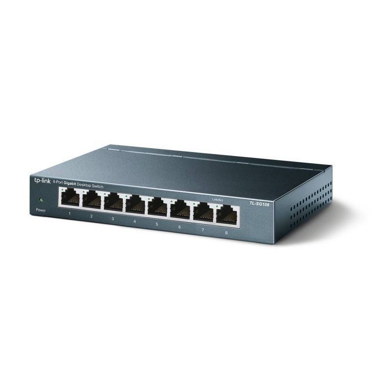 slide 2 of 3, TP-Link TL-SG608 8-Port Gigabit Desktop Switch: Steel Gray, RJ-45, Wi-Fi 6, 1 ct