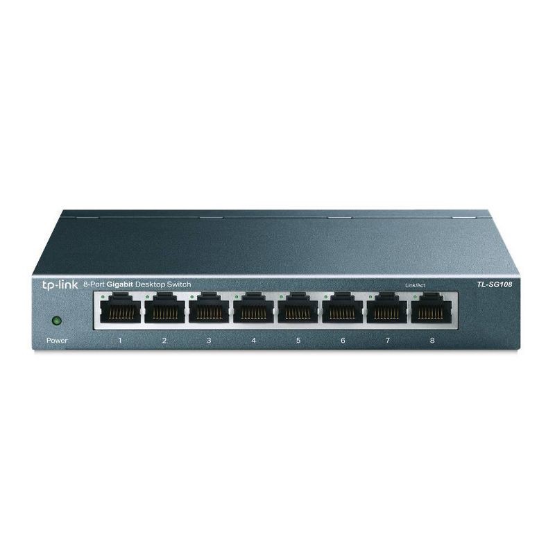 slide 1 of 3, TP-Link TL-SG608 8-Port Gigabit Desktop Switch: Steel Gray, RJ-45, Wi-Fi 6, 1 ct