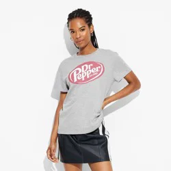 Women's Dr Pepper Short Sleeve Graphic T-Shirt - Heather Gray XS: Knit Pullover