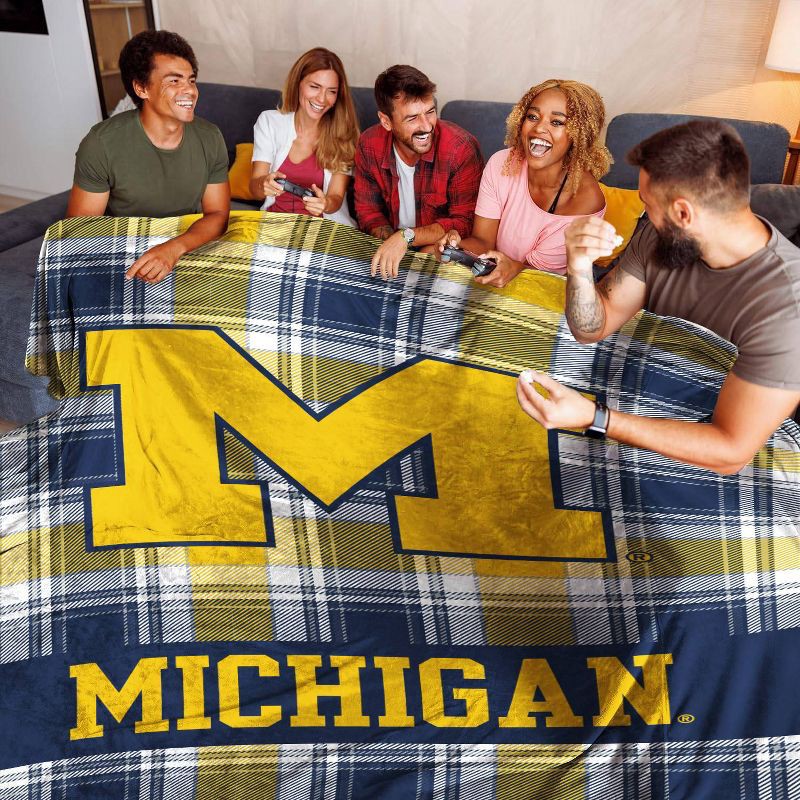 slide 3 of 3, NCAA Michigan Wolverines Plaid Ultra Cozy Throw Blanket, 1 ct