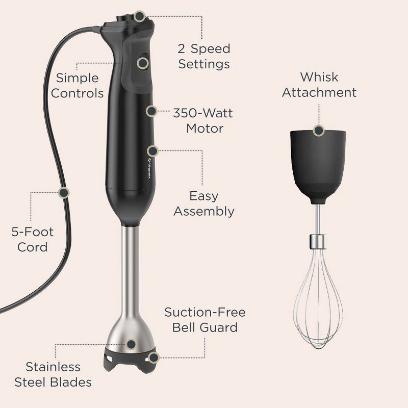 slide 3 of 13, Vitamix 2-Speed Hand Immersion Blender Bundle with Whisk and Jar Black: Stainless Steel, 350W, Hand Held, Food Processor, 1 ct