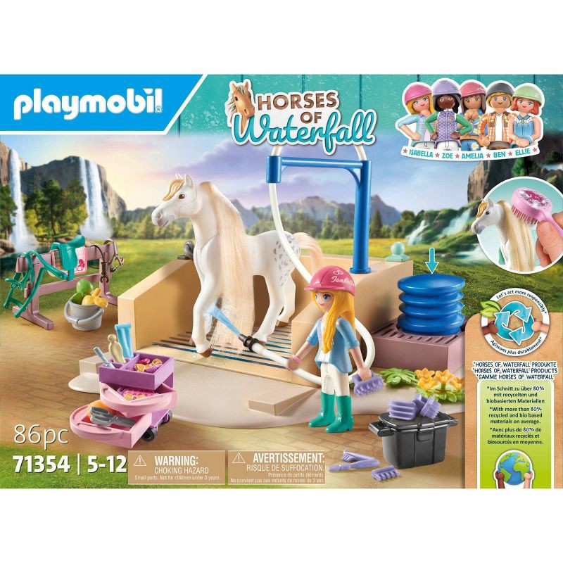 slide 8 of 9, PLAYMOBIL Washing Station with Isabella and Lioness: ABS Material, Fine Motor Skills, 86 Pieces Building Set, 86 ct